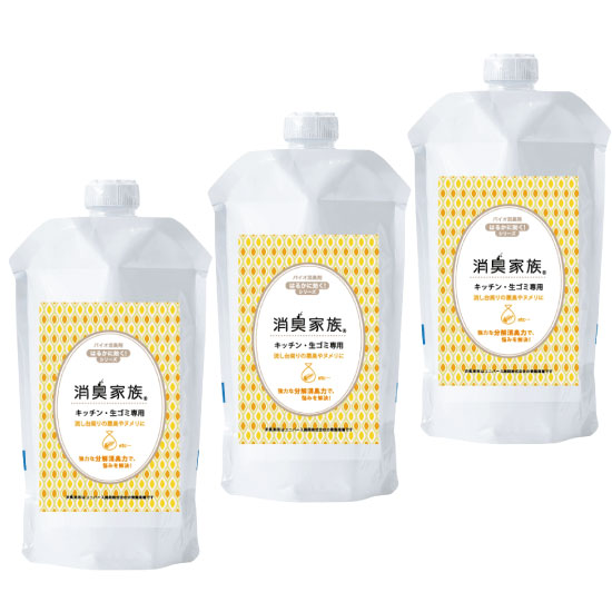 【セット販売】消臭家族　キッチン・生ゴミ専用　詰め替え用　330ｍｌ（3本）